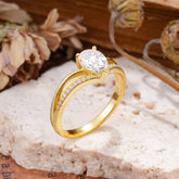 1.25 Carat Pear Cut Moissanite Ring Split Shank Engagement Ring